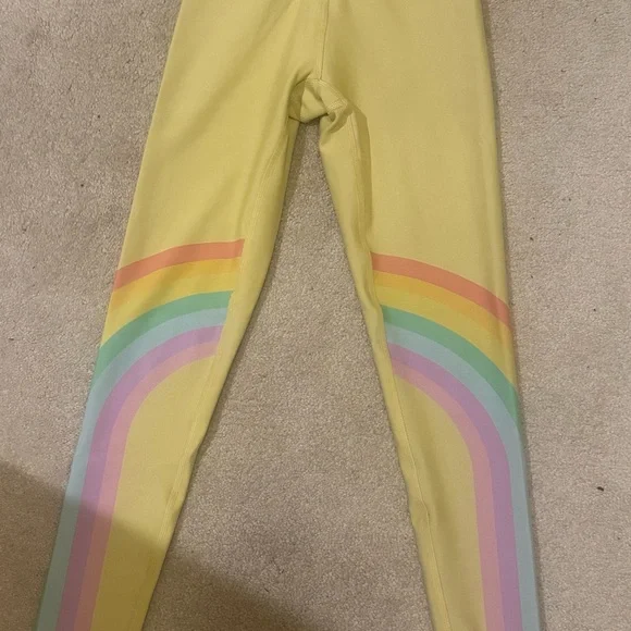 Terez Rainbow Yellow Leggings with Gray Lining, Size XS, NWOT - Picture 4 of 8